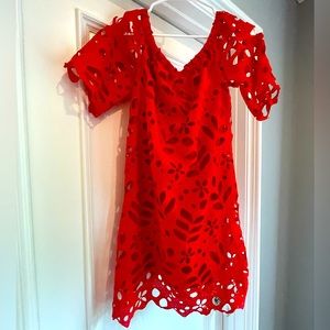 Women’s off the shoulder dress. Color: Red. Size: M. Excellent condition.